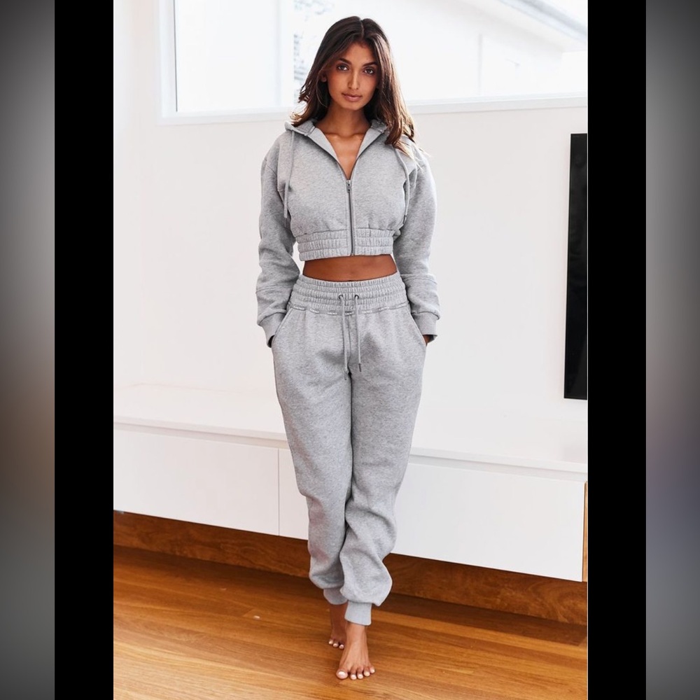 LOUNGE Gray Scrunchie Hoodie & Sweatpants That Girl Athleisure Set Size Small